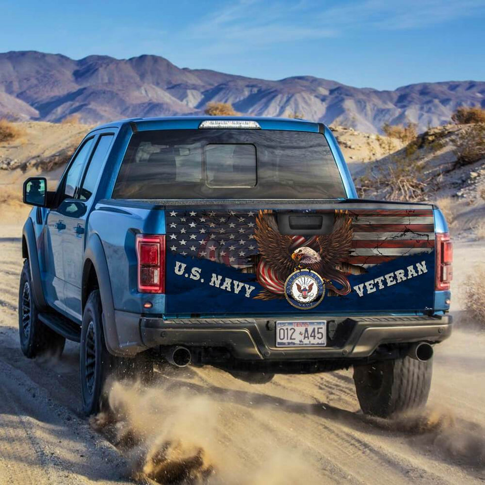 U.s Navy Veterans truck Tailgate Decal Sticker Wrap Us Navy Decor Us Navy Gift Navy Veteran Gift  Tailgate Wrap Decals For Trucks