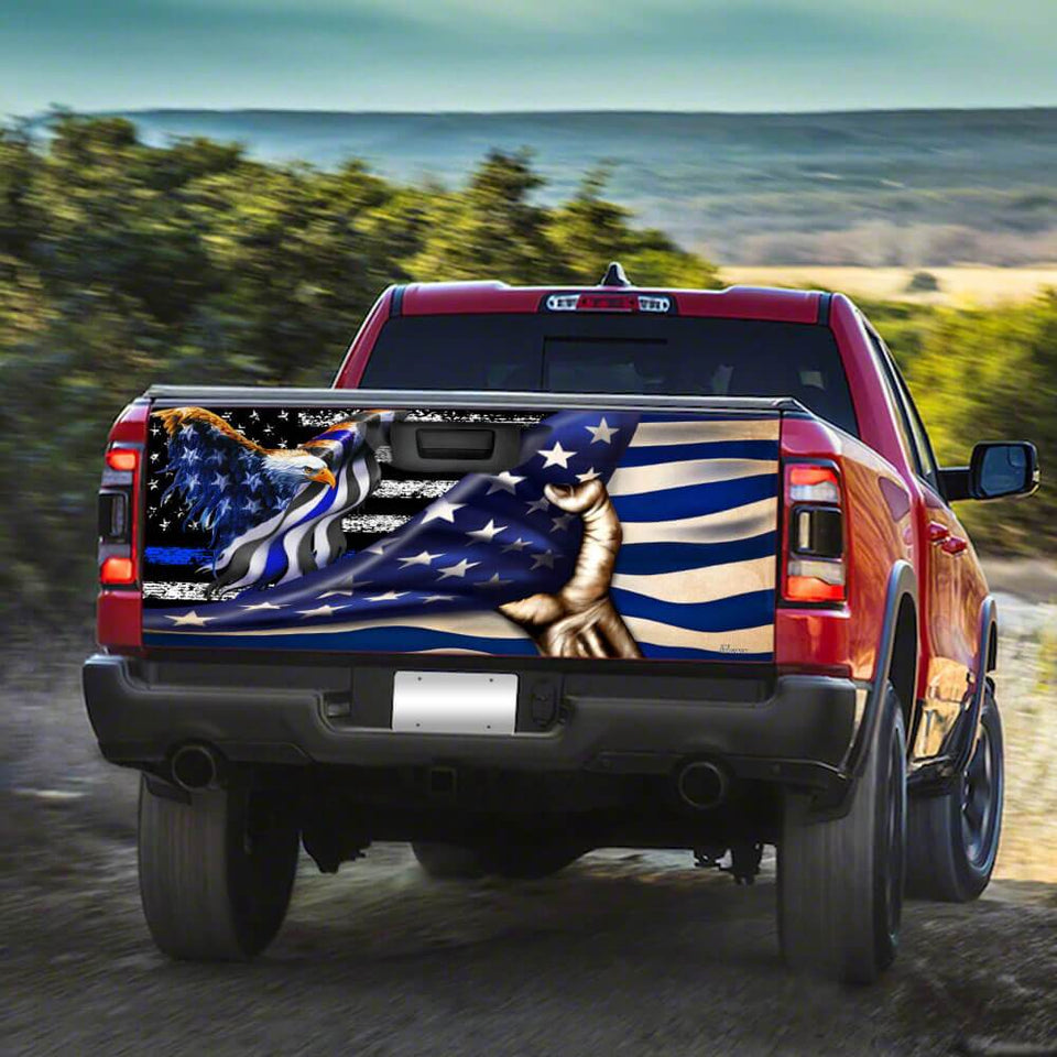 The Thin Blue Line American Eagle truck Tailgate Decal Sticker Wrap Tailgate Wrap Decals For Trucks