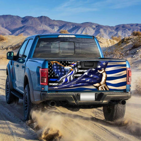 The Thin Blue Line American Eagle truck Tailgate Decal Sticker Wrap Tailgate Wrap Decals For Trucks