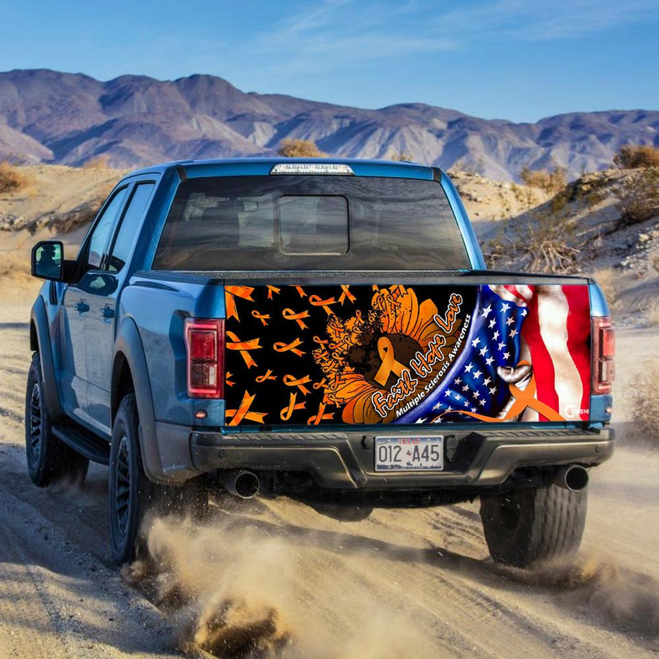 Multiple Sclerosis Awareness truck Tailgate Decal Sticker Wrap Faith Hope Love Tailgate Wrap Decals For Trucks