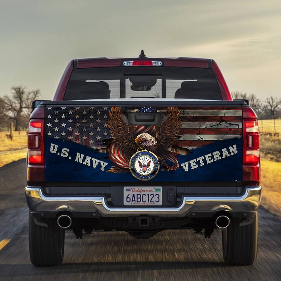 U.s Navy Veterans truck Tailgate Decal Sticker Wrap Us Navy Decor Us Navy Gift Navy Veteran Gift  Tailgate Wrap Decals For Trucks