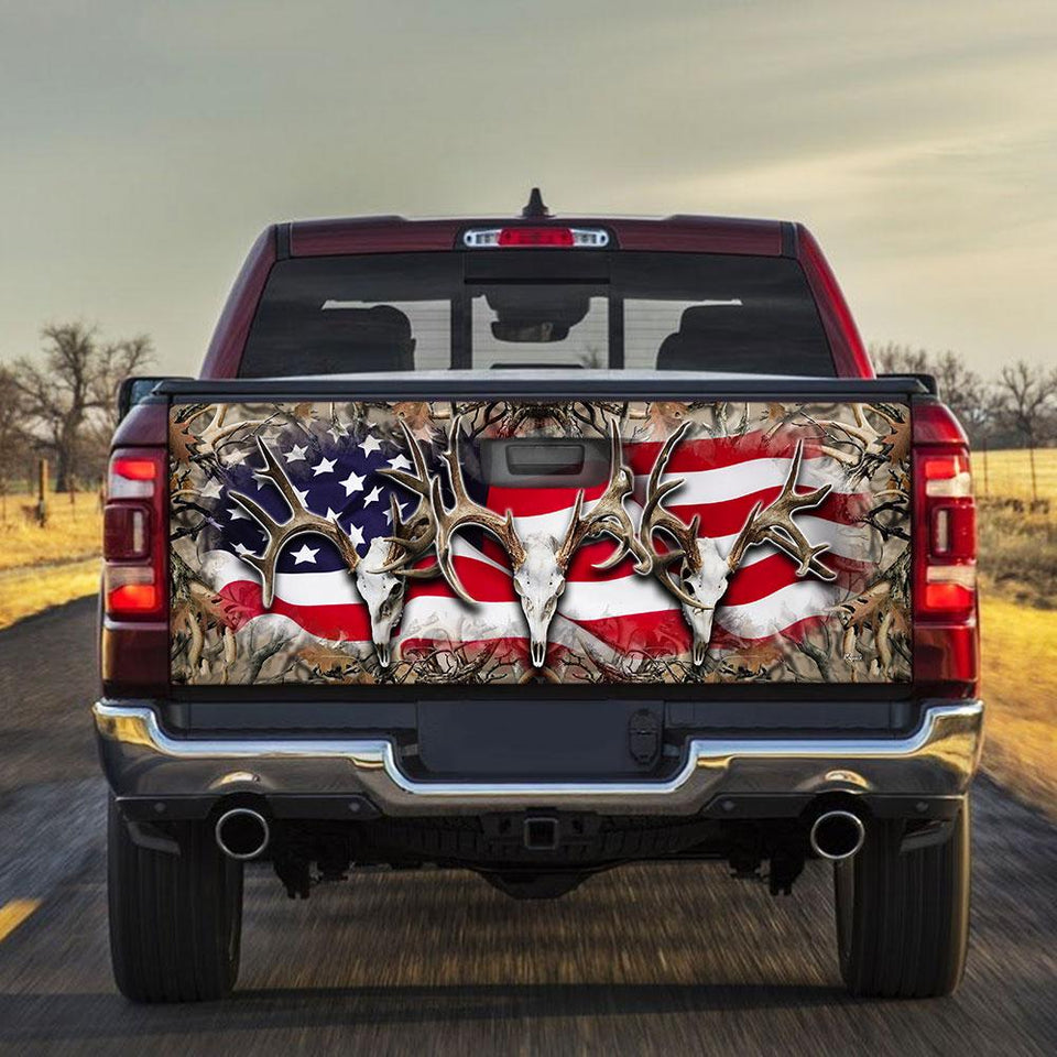 Deer Skull Graphic American truck Tailgate Decal Sticker Wrap Tailgate Wrap Decals For Trucks