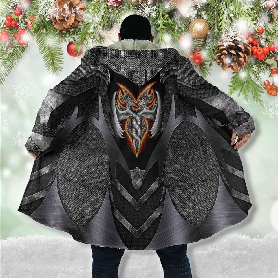 Black Dragon Cross Hoodie Coat HC1029 - Camellia Print