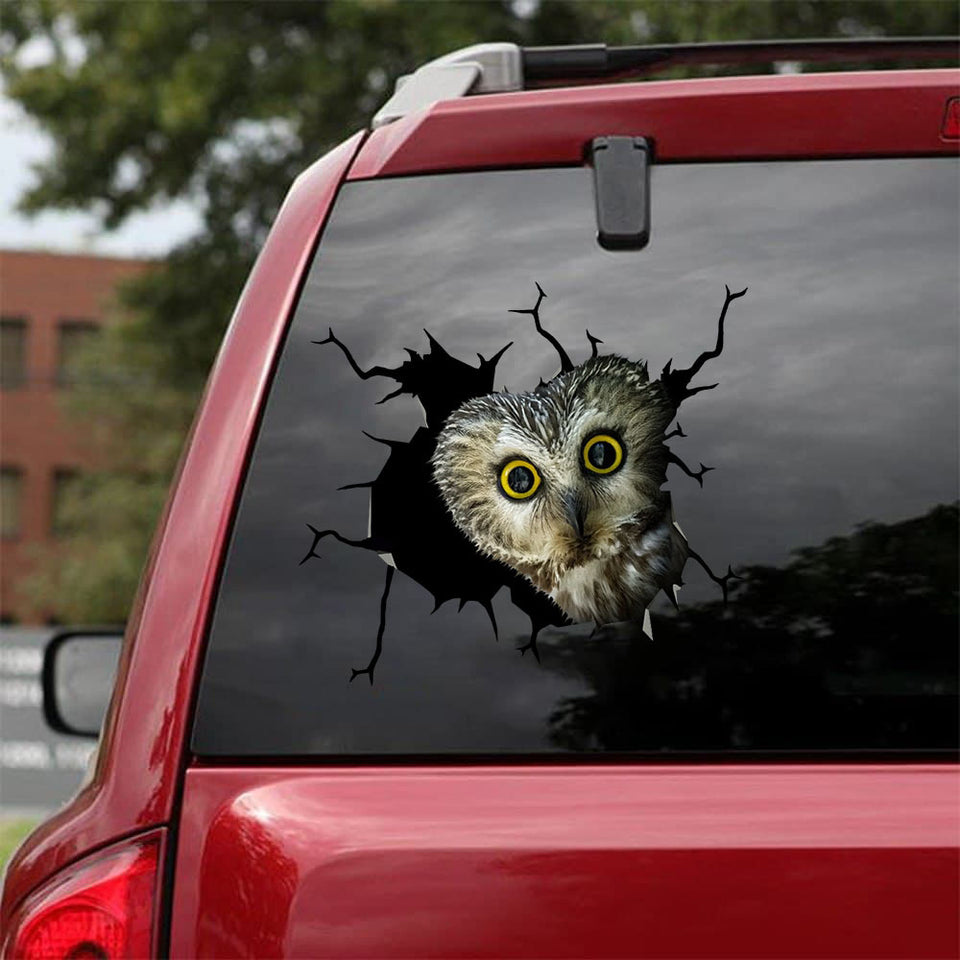 Owl Crack Stickers For Cars Humor Window Stickers Mens Gift Sets - General die-cut waterproof vinyl sticker decal