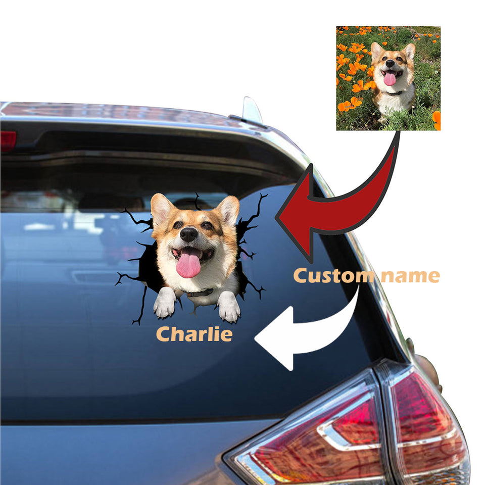 Personalized Stickers Corgi Crack Decals Cute Waterproof Labels