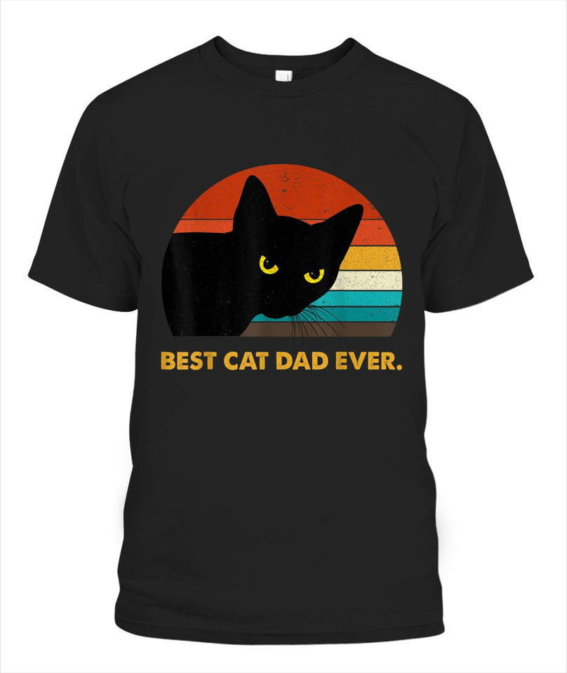 Best Cat Dad Ever Vintage Mens Tshirt Black Cat Daddy Tee