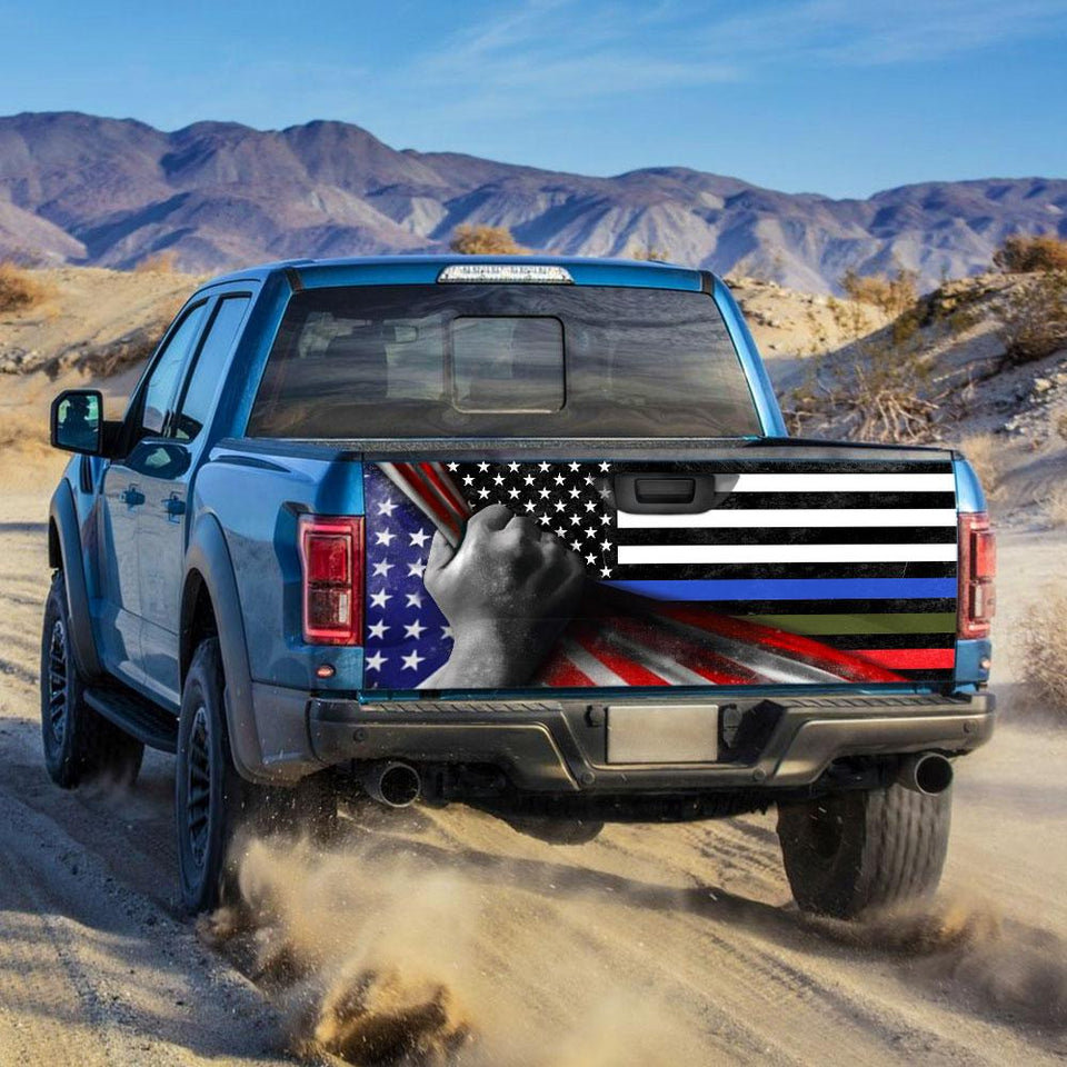 Police Military And Fire Thin Line truck Tailgate Decal Sticker Wrap Tailgate Wrap Decals For Trucks