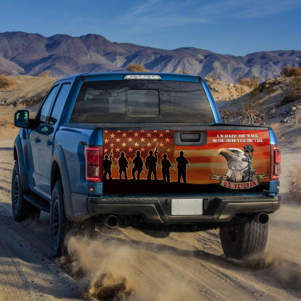 Veterans truck Tailgate Decal Sticker Wrap Veteran Day Veteran Gifts Veteran Decoration Idea I Walked The Walk So You Could Talk The Talk Tailgate Wrap Decals For Trucks