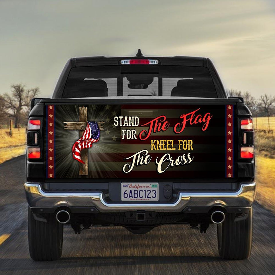 Stand For The Flag Kneel For The Cross truck Tailgate Decal Sticker Wrap Tailgate Wrap Decals For Trucks