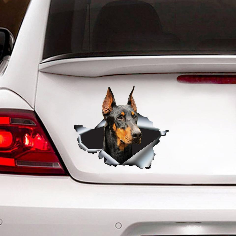 [sk0137-snf-ptd]Funny doberman car Sticker Lover - Camellia Print