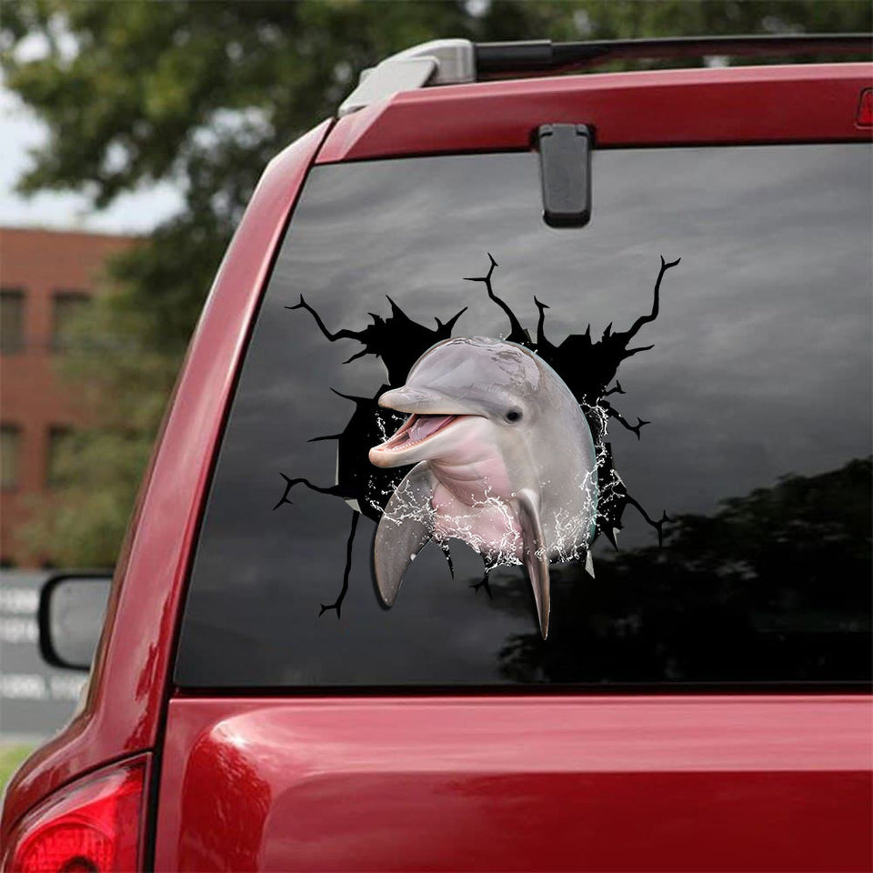 [sk1899-snf-tnt]-dolphin-crack-car-sticker-sea-animals-lover