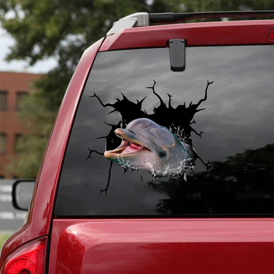 [sk1902-snf-tnt]-dolphin-crack-car-sticker-sea-animals-lover