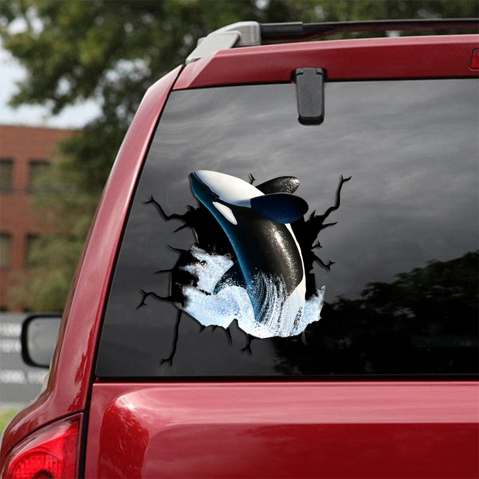 [sk0792-snf-tpa]-dolphin-crack-car-sticker-animals-lover