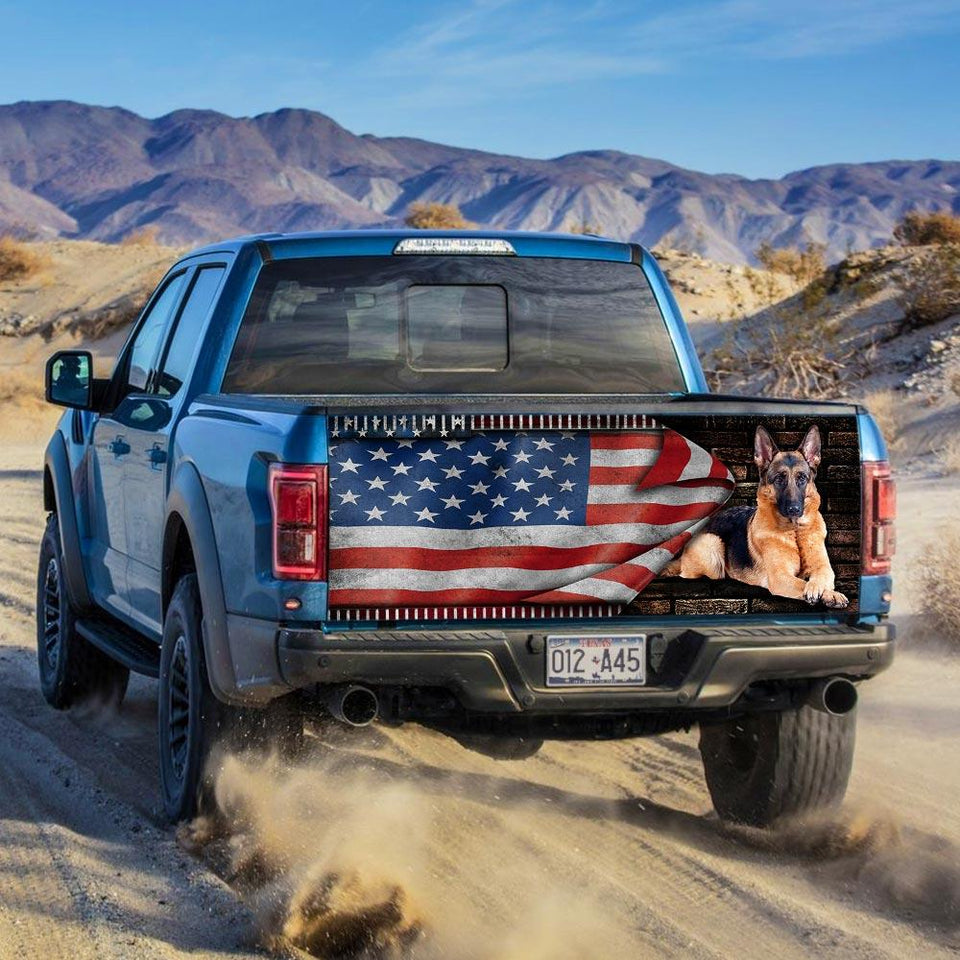 German Shepherd American truck Tailgate Decal Sticker Wrap Tailgate Wrap Decals For Trucks
