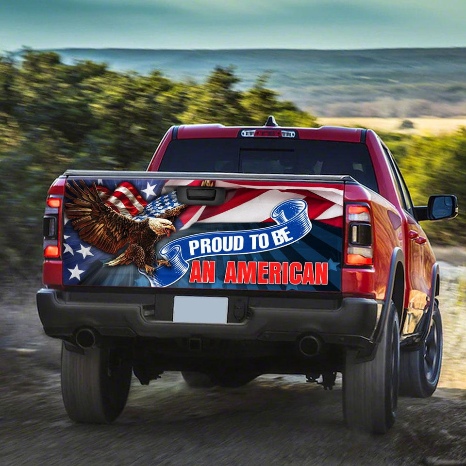 Proud To Be An American truck Tailgate Decal Sticker Wrap Tailgate Wrap Decals For Trucks