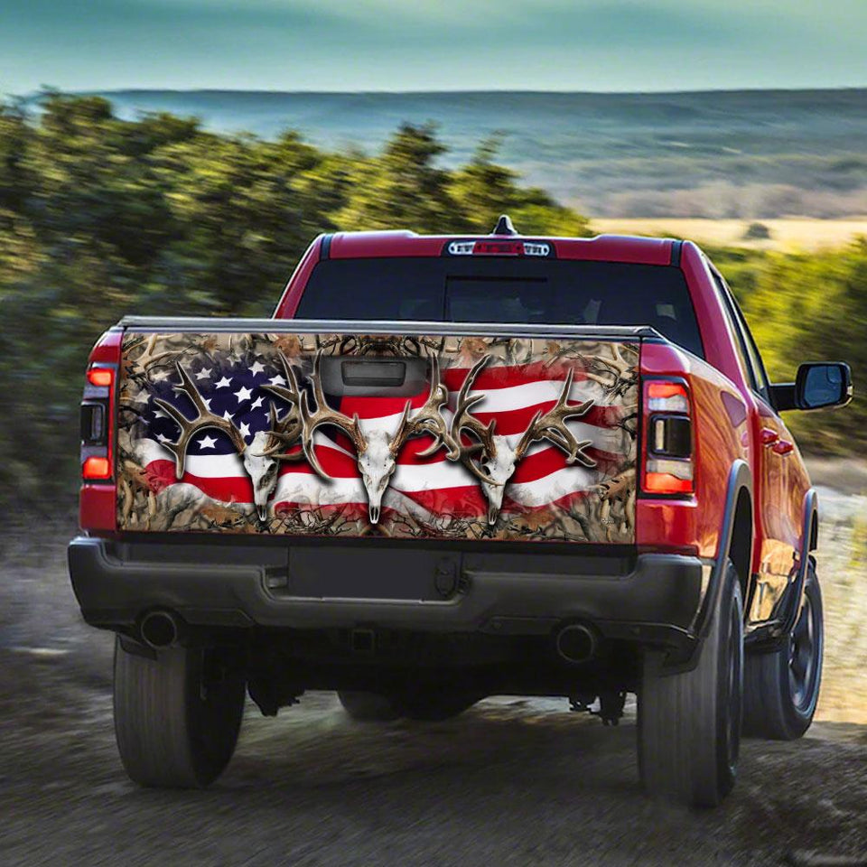 Deer Skull Graphic American truck Tailgate Decal Sticker Wrap Tailgate Wrap Decals For Trucks