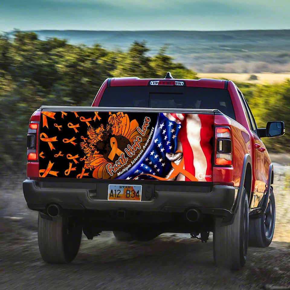 Multiple Sclerosis Awareness truck Tailgate Decal Sticker Wrap Faith Hope Love Tailgate Wrap Decals For Trucks