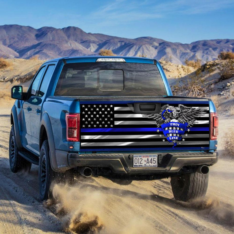 Thin Blue Line truck Tailgate Decal Sticker Wrap Tailgate Wrap Decals For Trucks