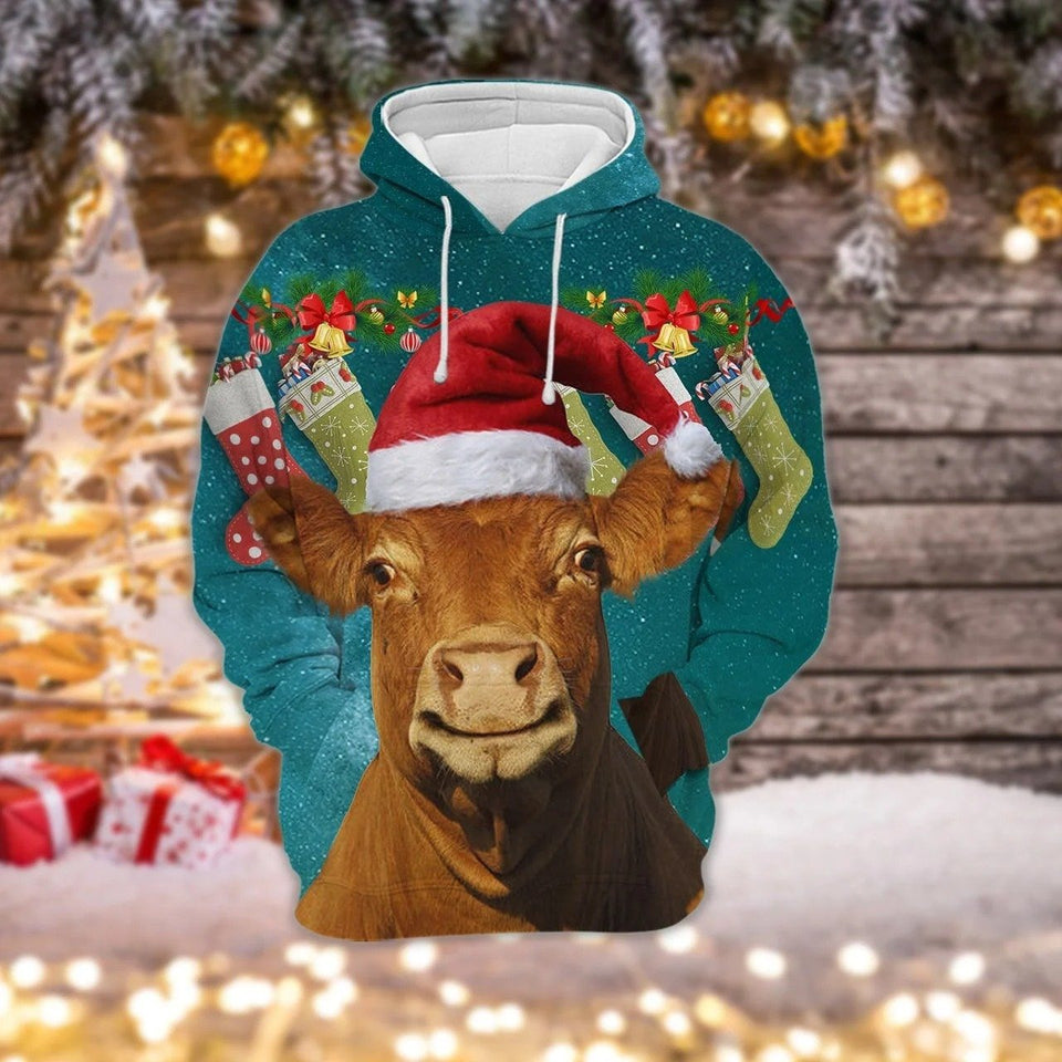 CHRISTMAS COW HOODIE 3D