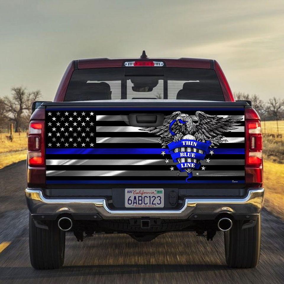 Thin Blue Line truck Tailgate Decal Sticker Wrap Tailgate Wrap Decals For Trucks