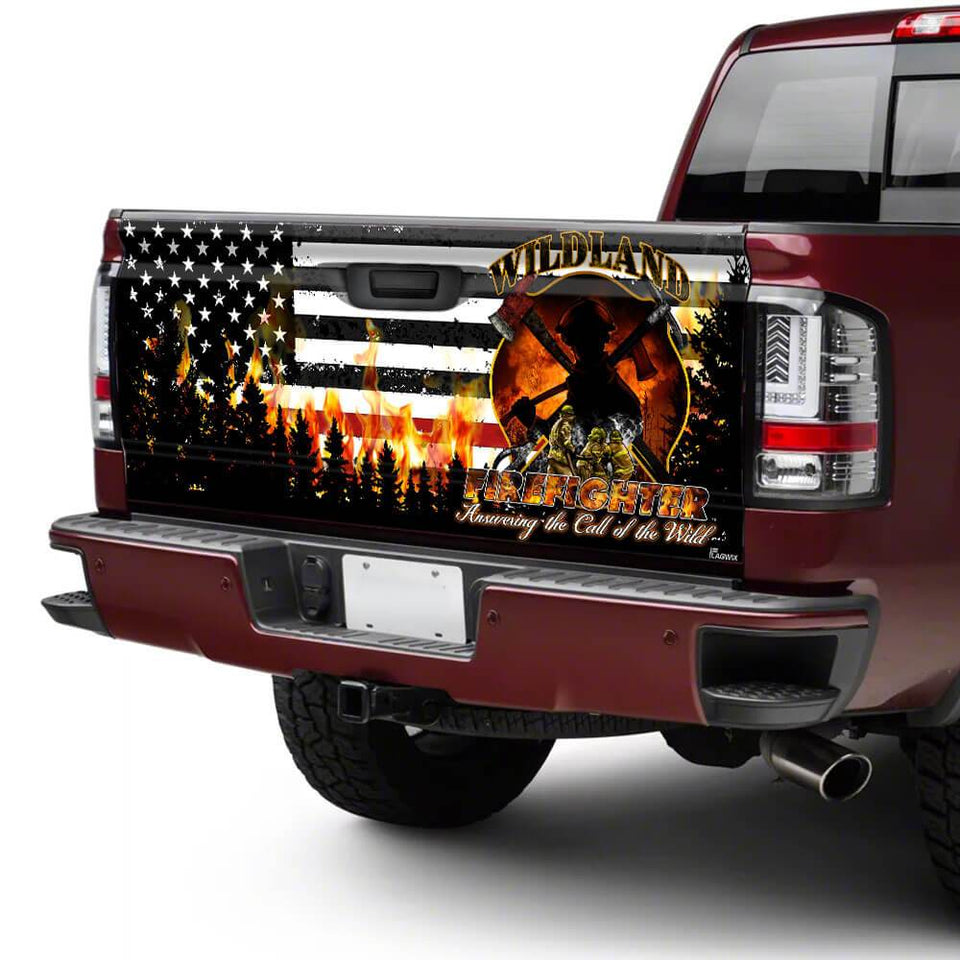 Wildland Firefighter truck Tailgate Decal Sticker Wrap Tailgate Wrap Decals For Trucks