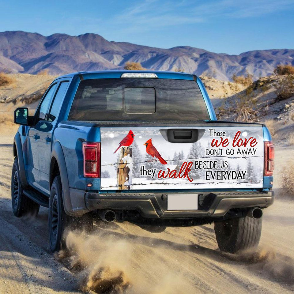 Those We Love Don't Go Away Red Cardinal Christmas truck Tailgate Decal Sticker Wrap Tailgate Wrap Decals For Trucks