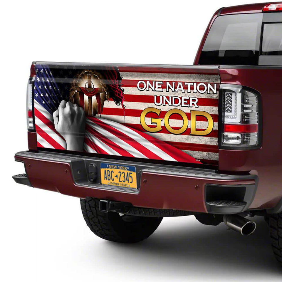 American truck Tailgate Decal Sticker Wrap One Nation Under God Tailgate Wrap Decals For Trucks