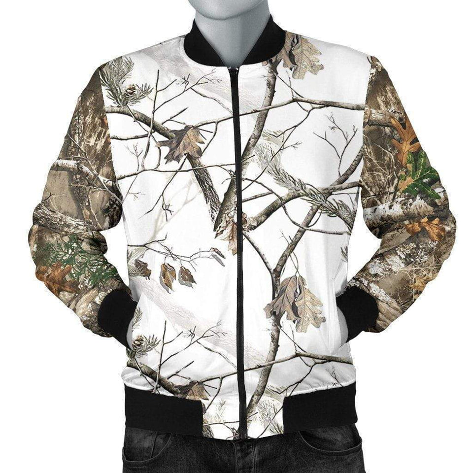 Men's Bomber Jacket - Reel Tree Snow Camo