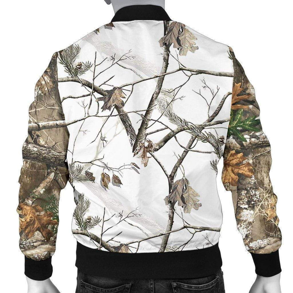 Men's Bomber Jacket - Reel Tree Snow Camo
