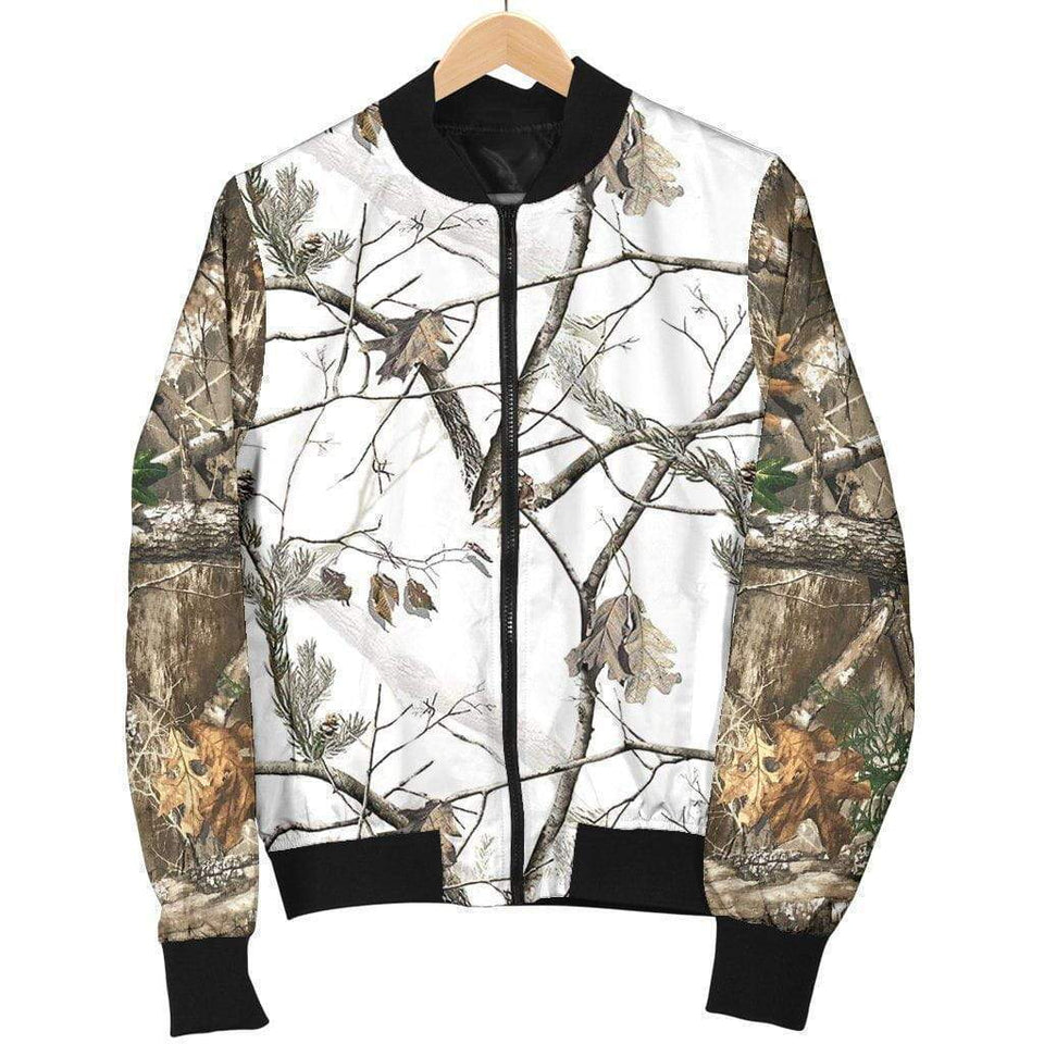 Men's Bomber Jacket - Reel Tree Snow Camo