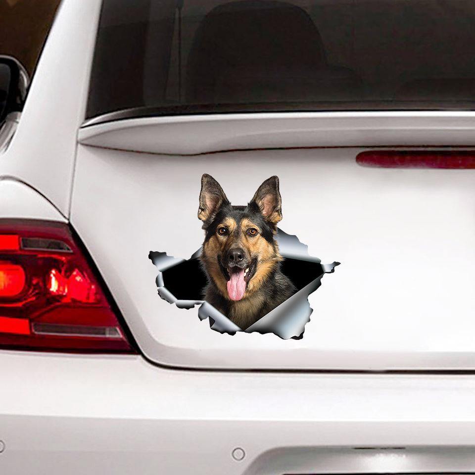 [sk0138-snf-ptd]Funny german shepherd car Sticker Lover - Camellia Print