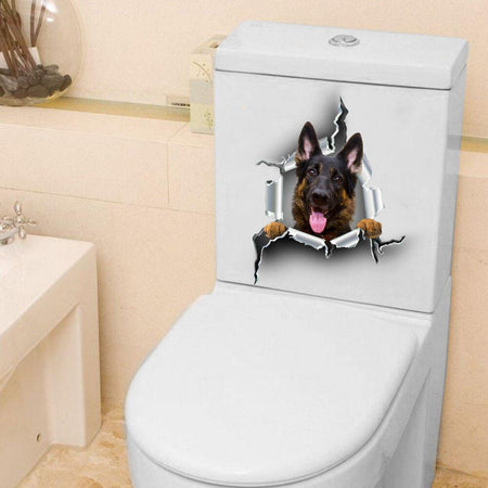 Funny German Shepherd Toilet Stickers for Water Bottle Lovable