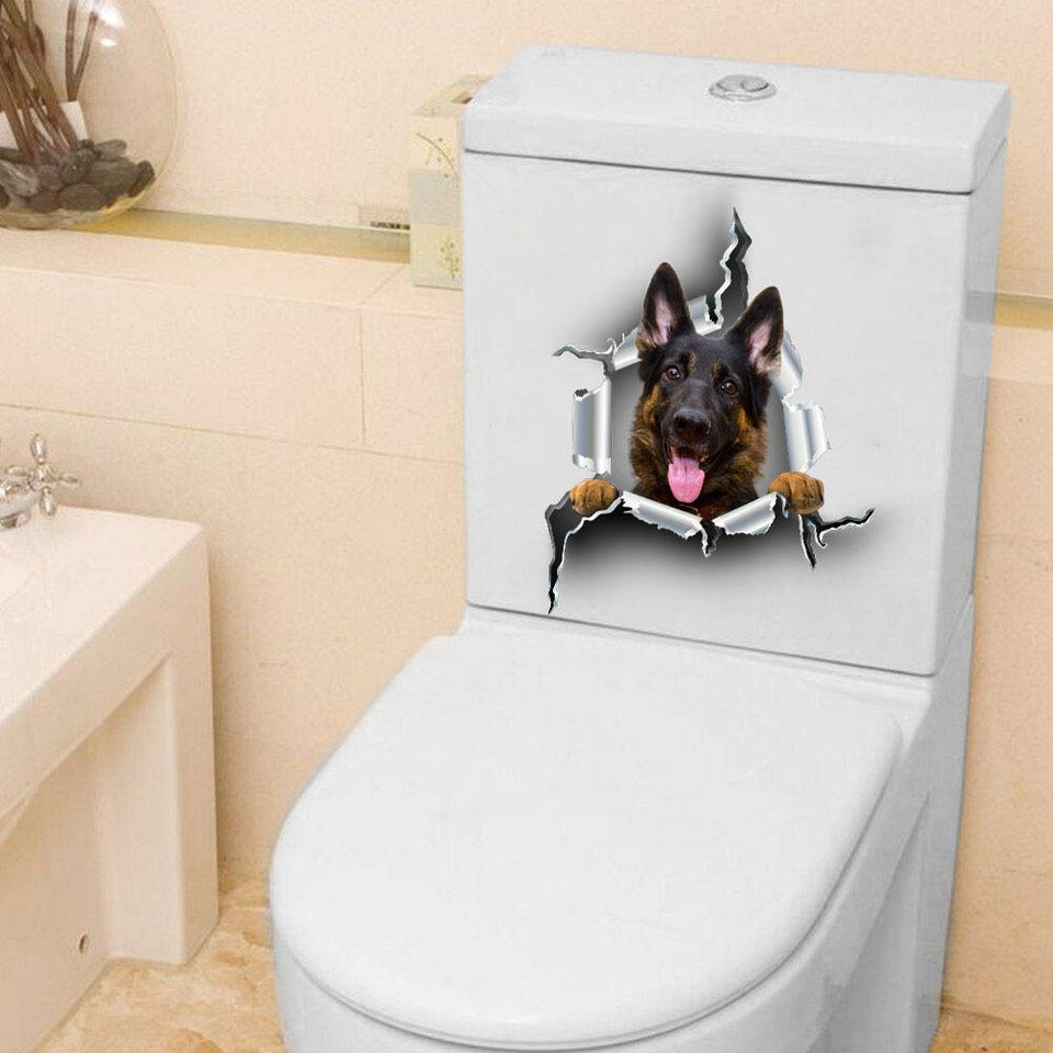 [sk0123-snf-hnd]Funny german shepherd Toilet Sticker Lover - Camellia Print
