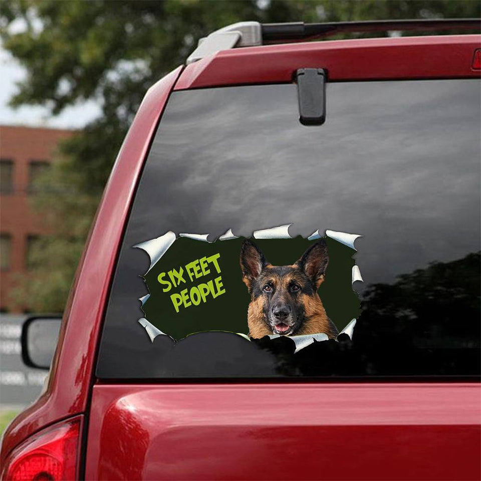 [sk0268-snf-tpa] Funny german shepherd Six feet People Car Sticker Lover - Camellia Print