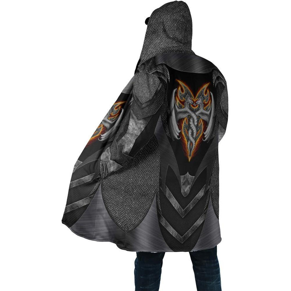 Black Dragon Cross Hoodie Coat HC1029 - Camellia Print