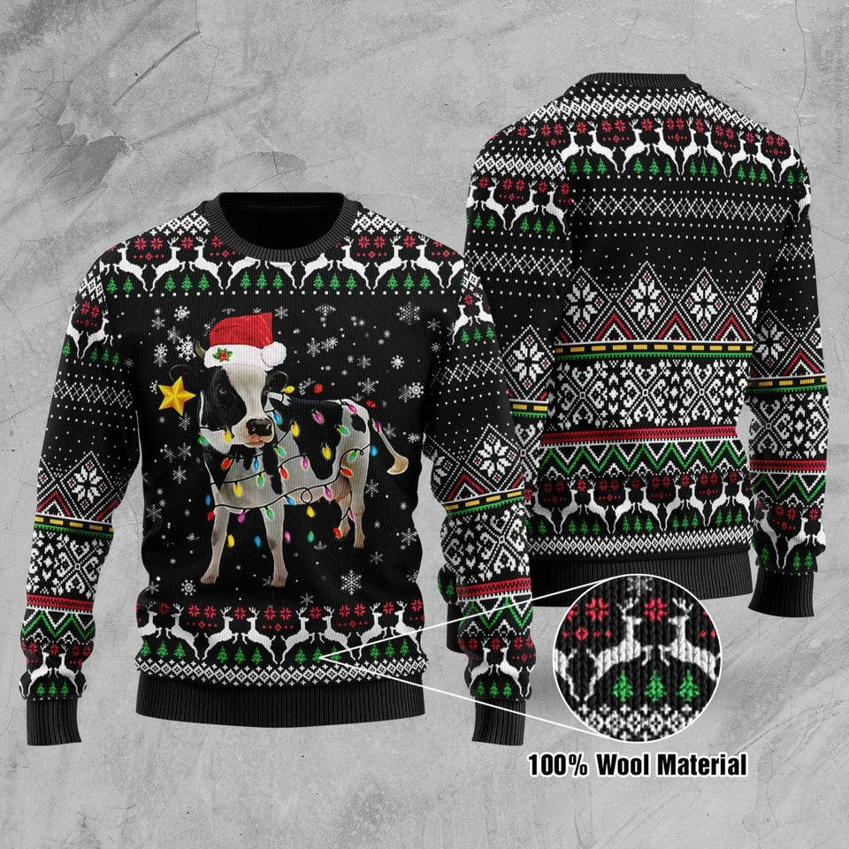 1A DAIRY COW MERRY CHRISTMAS SWEATSHIRT 3D
