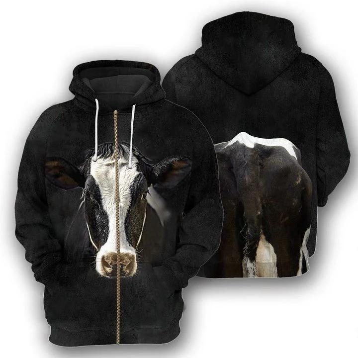 Cow Zip Hoodie 3D Cute 2