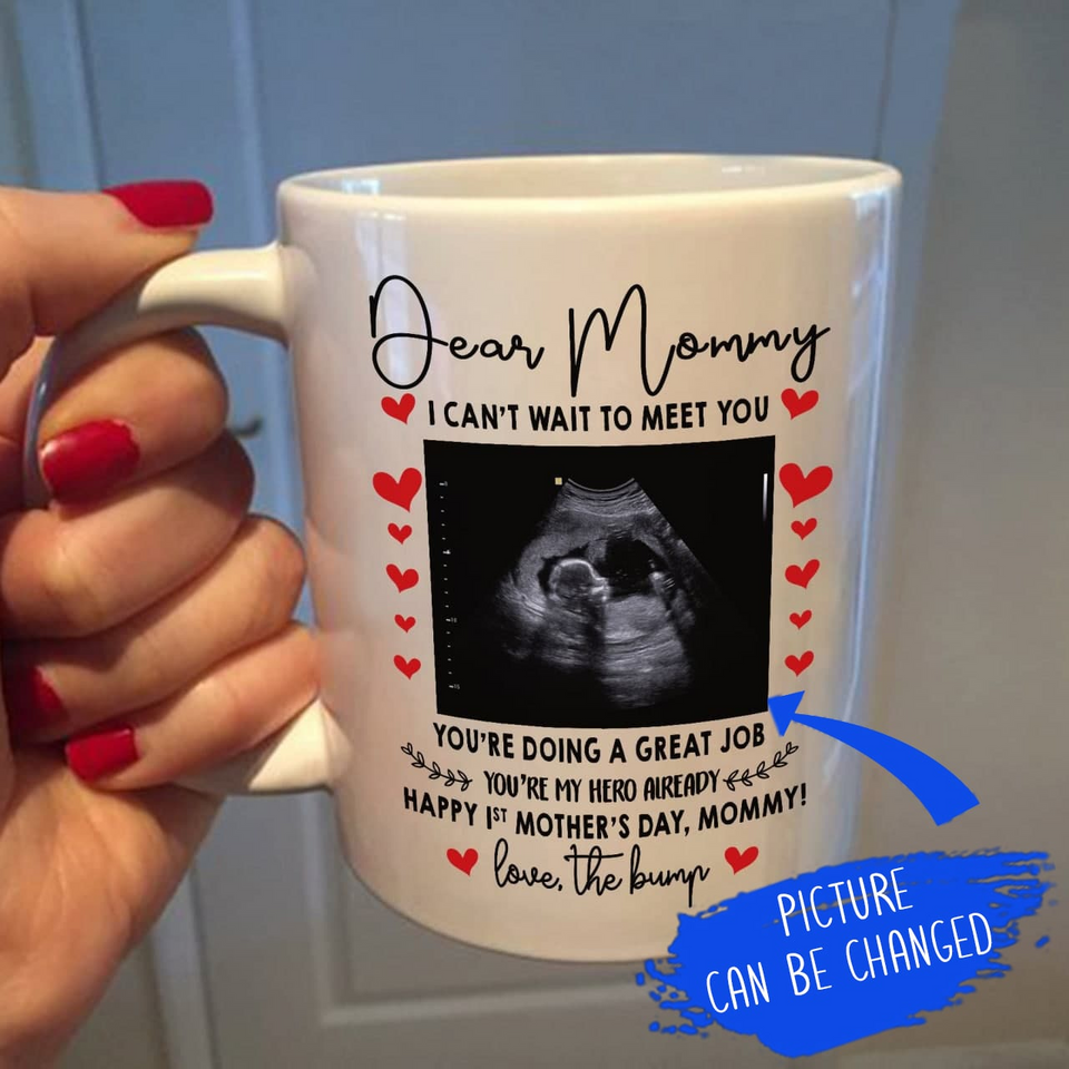 Dear Mommy custom ceramic mug with vibrant print for coffee, tea, or cocoa