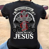 I Ride with Jesus faith shirt featuring a religious graphic on a soft casual t-shirt