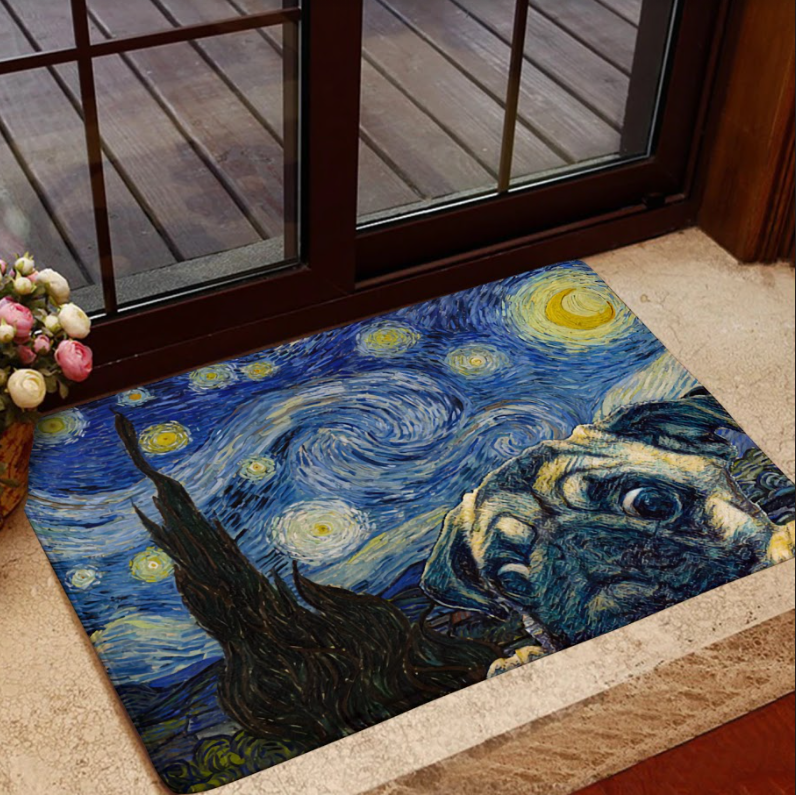 [sk0241-dom-tpa] Doormat pug dogs Decorate The HOUSE - Camellia Print