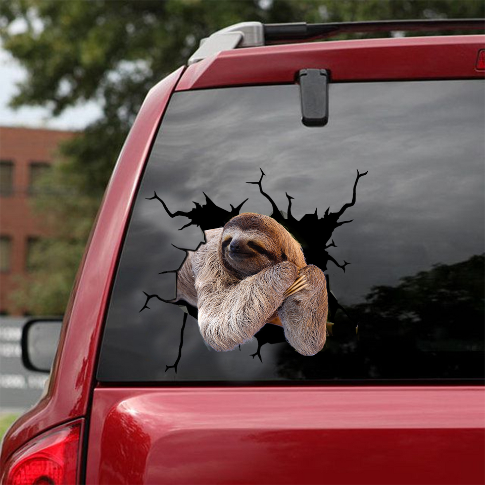 [sk0696-snf-lad]-sloth-crack-sticker-animals-lover