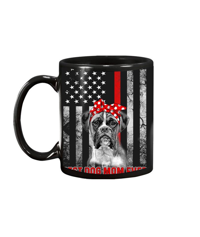 Best Dog MOM Ever Boxer Dog MOM USA Flag Patriotic Tshirt