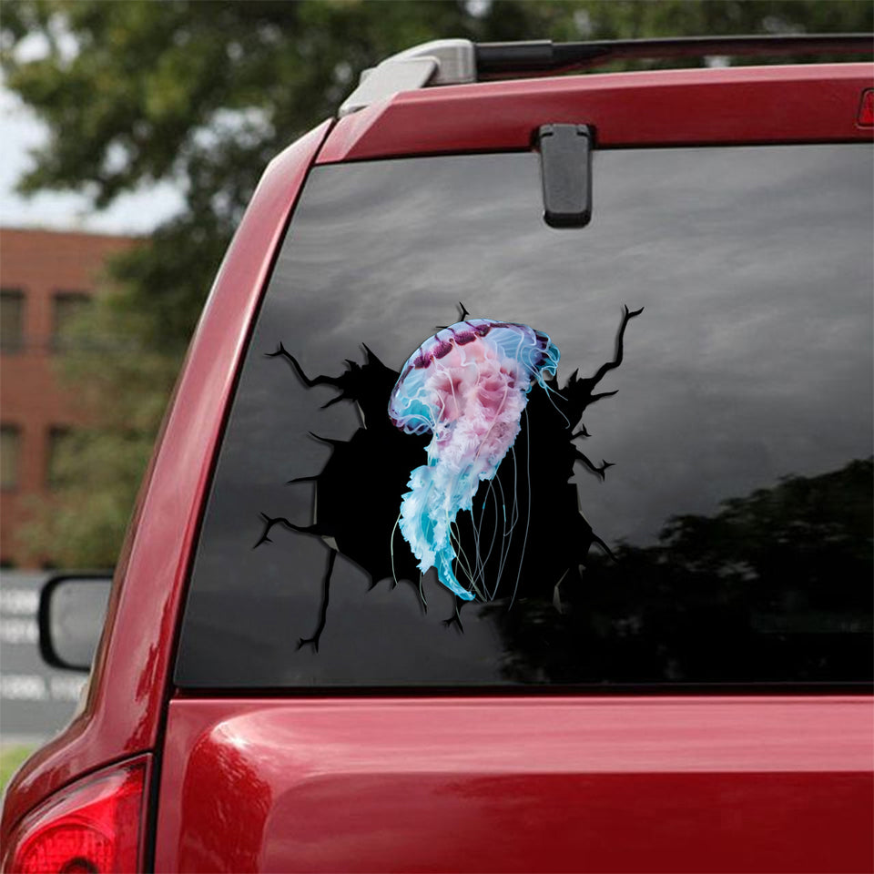 [sk0790-snf-tpa]-jellyfish-crack-car-sticker-animals-lover
