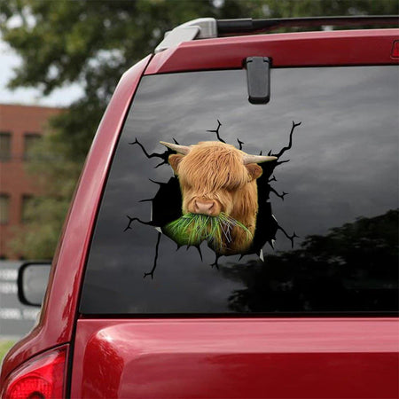 Highland Cow Crack Stickers Funny Birthday Memes Decal Stickers