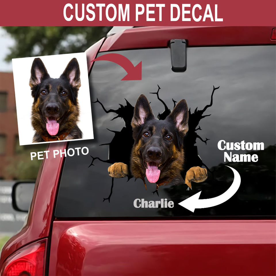 Personalized Your Pet German Shepherd Crack Duck Decal Kawaii Transfer Stickers Gifts For Guys - Dog Lovers die-cut waterproof vinyl sticker decal