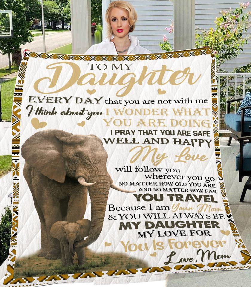 To My Daughter Elephant Blanket - Camellia Print