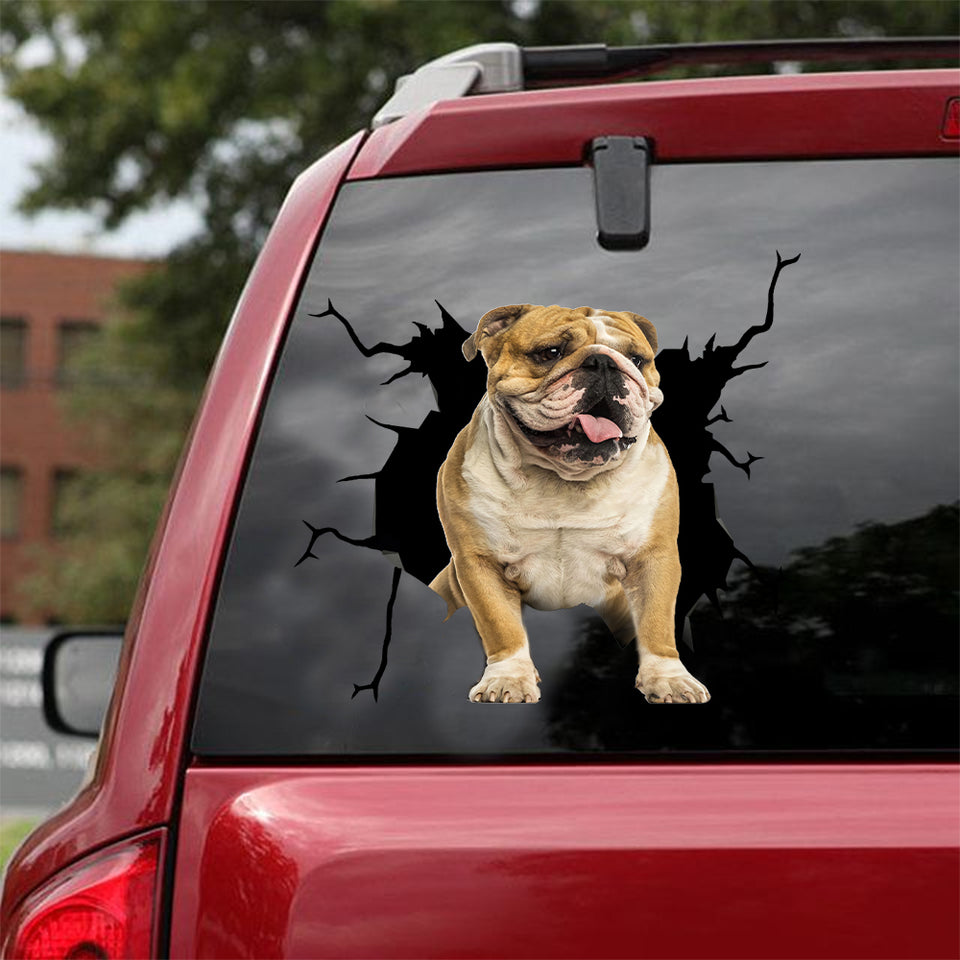 English Bulldog Crack Decal Items Happy Window Decals 60th Birthday Gift Ideas - Dog Lovers die-cut waterproof vinyl sticker decal