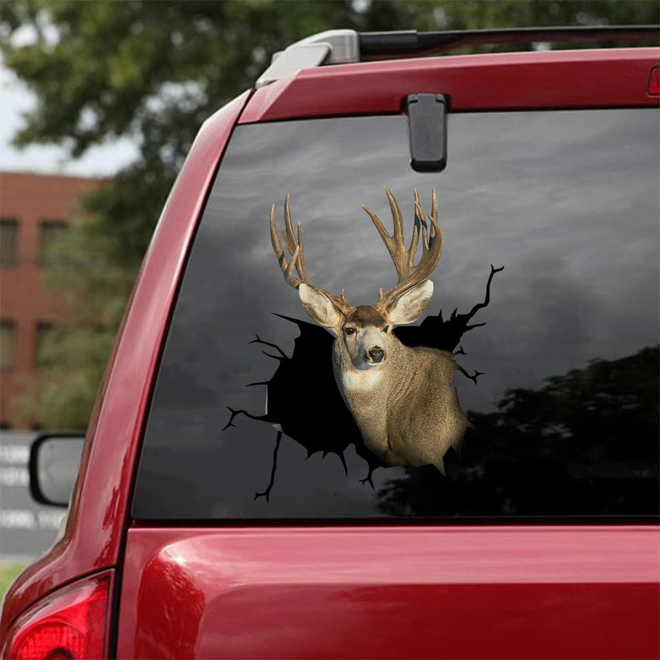 [sk0761-snf-tpa]-mule-deer-crack-car-sticker-animals-lover