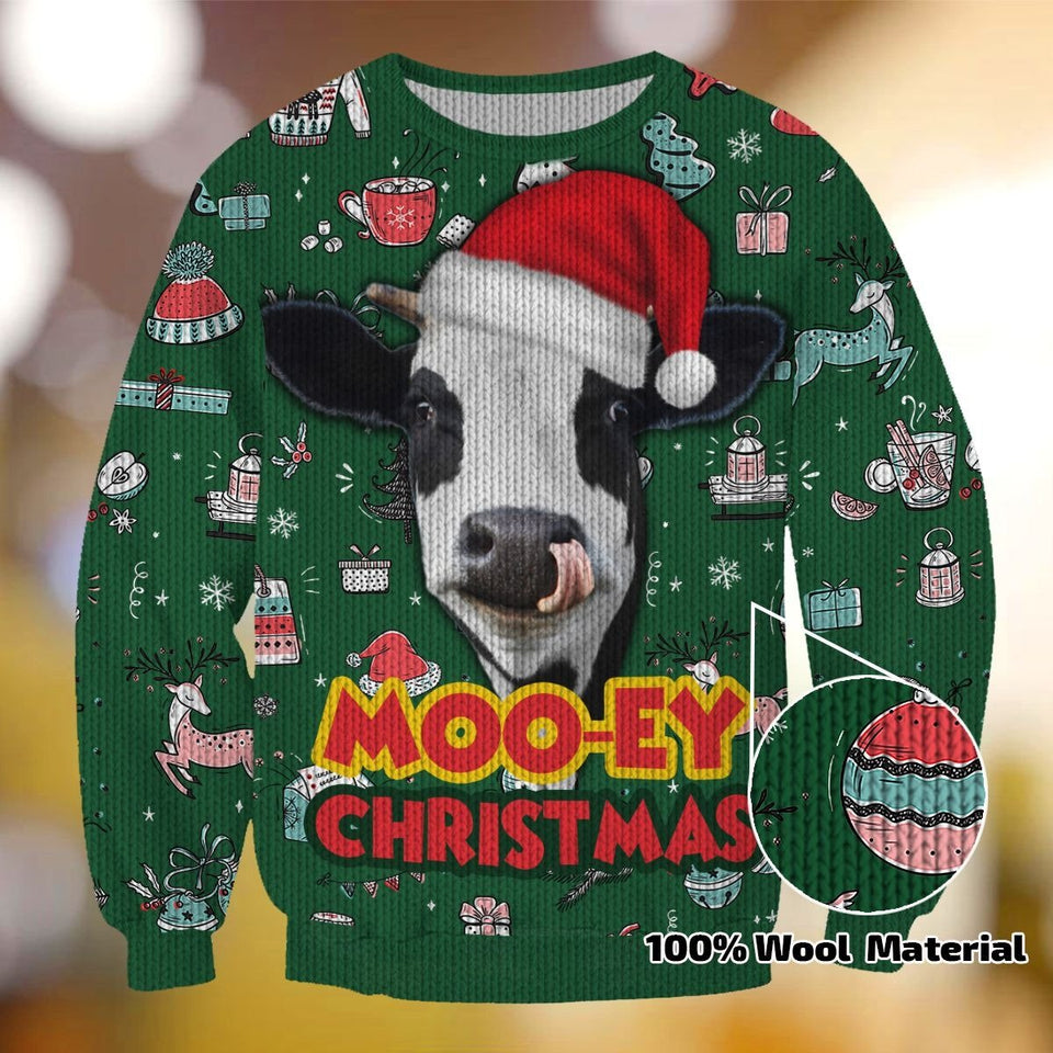 COW MOO EY CHRISTMAS SWEATER