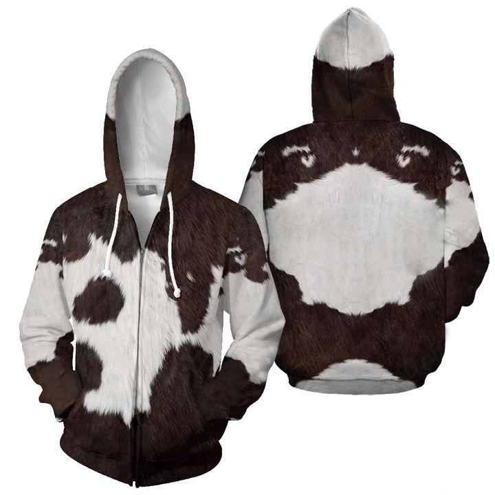 Cow Zip Hoodie 3D Cute 1